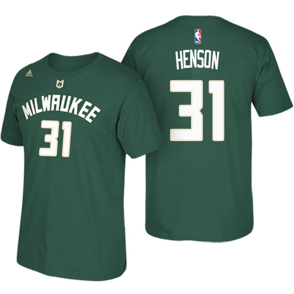 Men's  John Henson Milwaukee Bucks Adidas Net Number Green T-shirt