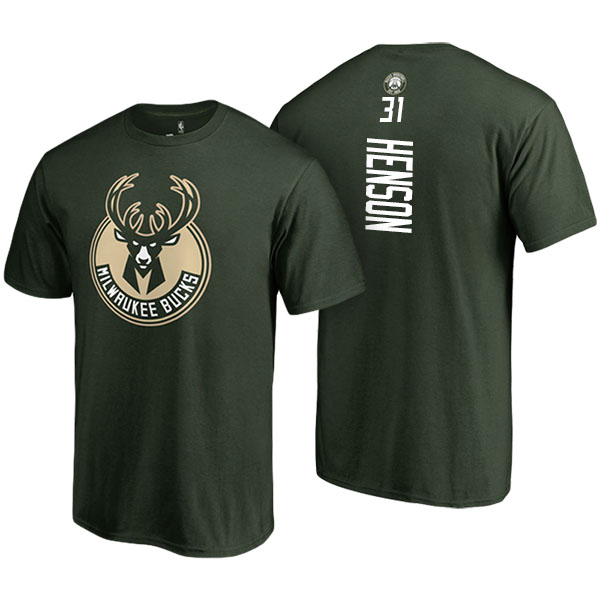 Men's  John Henson Milwaukee Bucks Backer Name Number Green T-shirt