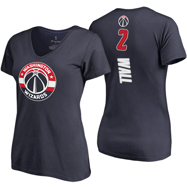 Women's John Wall Washington Wizards Backer V-Neck Navy T-shirt