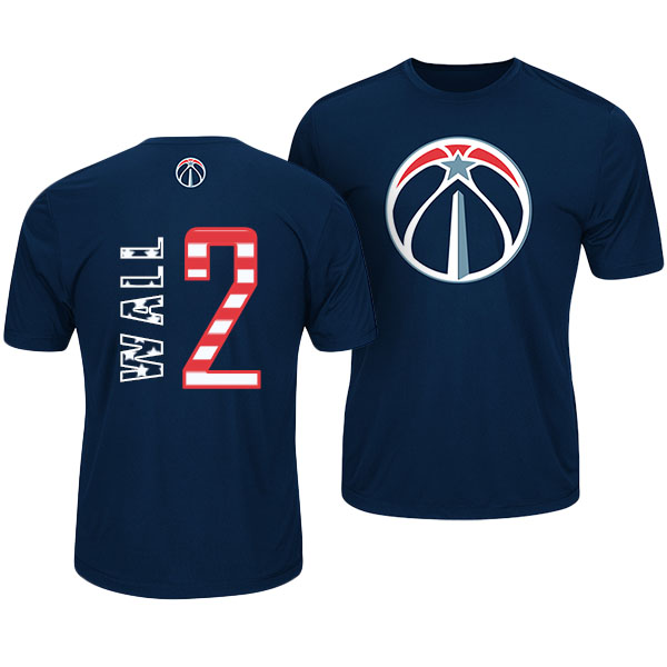 Men's  John Wall Washington Wizards Stars Stripes Name and Number Navy T-shirt