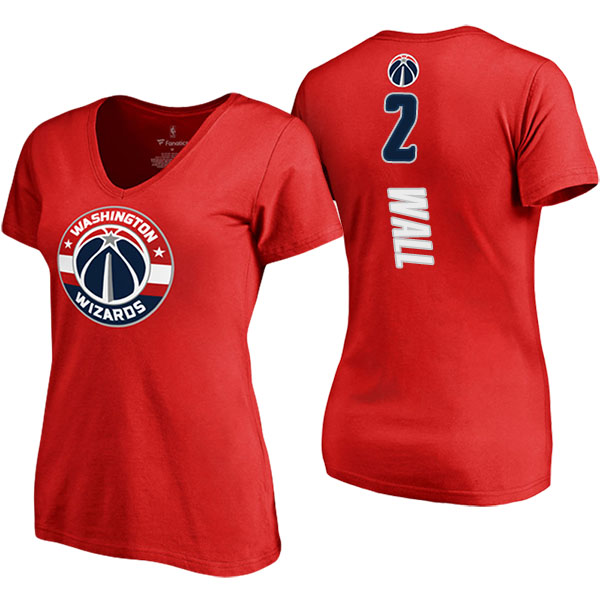 Women's John Wall Washington Wizards Backer V-Neck Red T-shirt