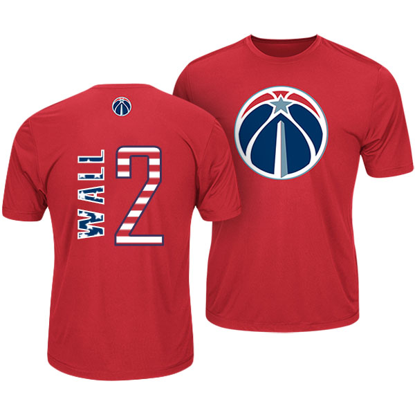 Men's  John Wall Washington Wizards Stars Stripes Name and Number Red T-shirt