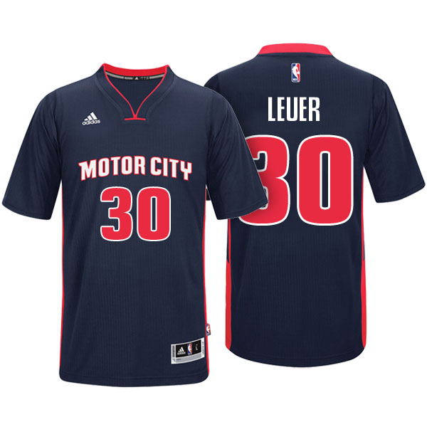 Men's  Jon Leuer Detroit Pistons Motor City Pride Sleeved Navy Jersey