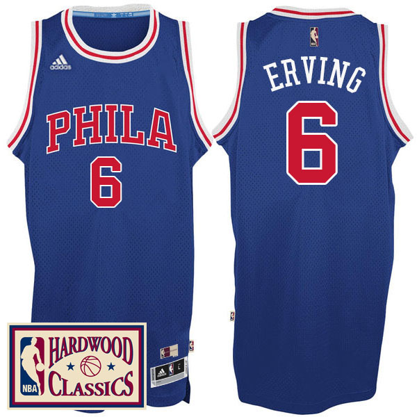 Men's  Philadelphia 76ers# 6 Julius Erving Hardwood Classics Royal Jersey