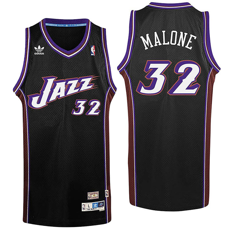 Men's  Utah Jazz# 32 Karl Malone Hardwood Classics Black Jersey