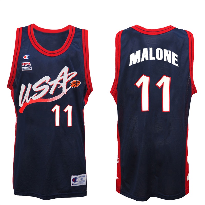 Men's Karl Malone 1996 Atalanta Olympics USA Dream Team Navy Jersey