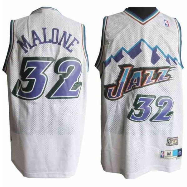 Men's  Karl Malone Utah Jazz Mountains White Swingman Jersey