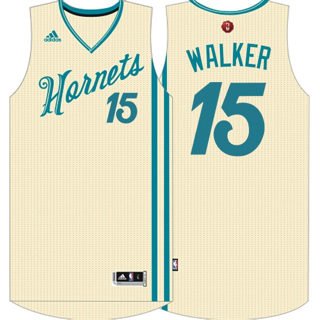 Men's  Kemba Walker Hornets #15 2015 Christmas Swingman Jersey Cream White