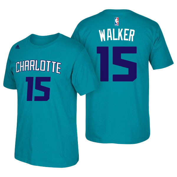 Men's  Kemba Walker Charlotte Hornets Adidas Net Number Teal T-shirt