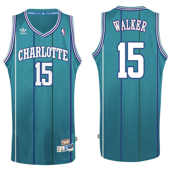 Men's  Kemba Walker Charlotte Hornets Hardwood Classics Swingman Adidas Teal Jersey