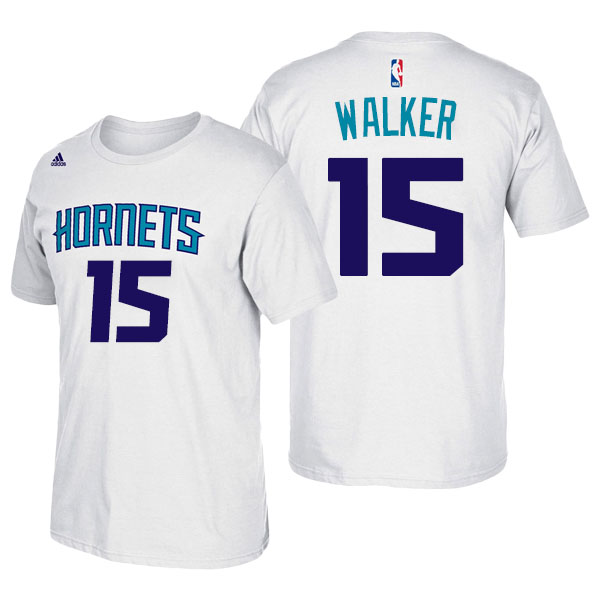 Men's  Kemba Walker Charlotte Hornets Adidas Net Number White T-shirt