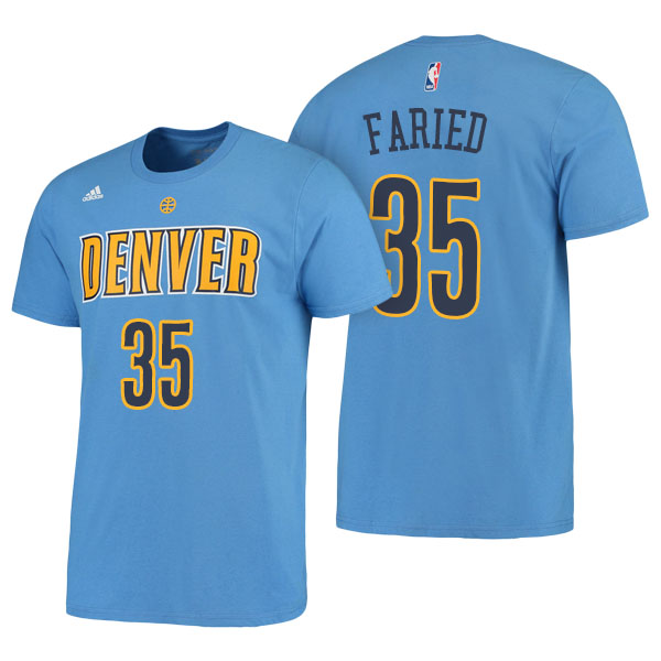 Men's  Kenneth Faried Denver Nuggets Adidas Net Number Blue T-shirt