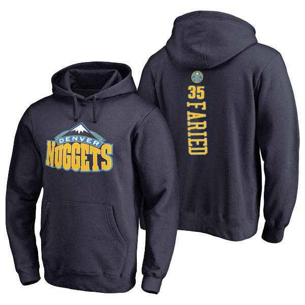 Men's  Kenneth Faried Denver Nuggets Fanatics Branded Backer Navy Pullover Hoodie