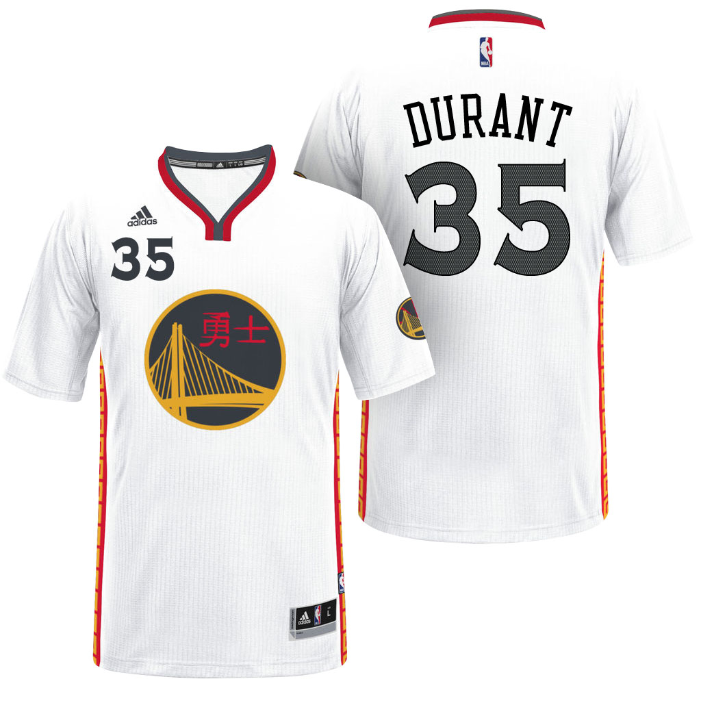 Men's  Kevin Durant Golden State Warriors 2017 Chinese New Year White Jersey