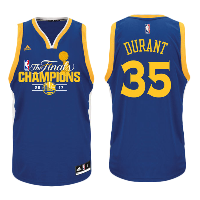 Men's Kevin Durant 2017 NBA Finals Champions Road Royal Jersey