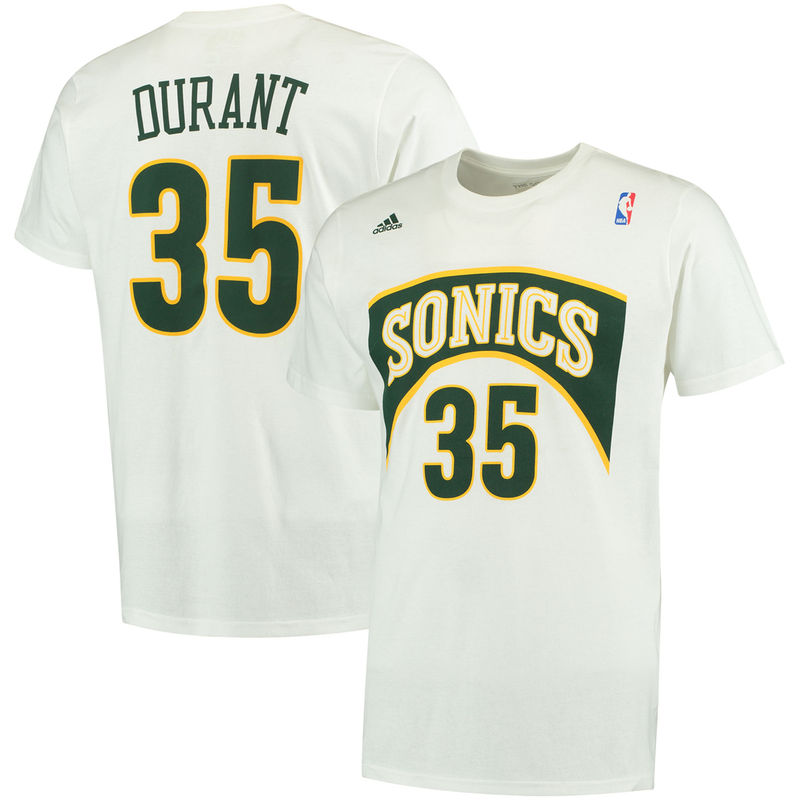 Men's Kevin Durant Hardwood Classics Current Player Name and Number White T-Shirt