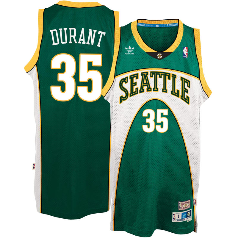 Men's Kevin Durant Throwback Road Hardwood Classics Swingman climacool Green Jersey