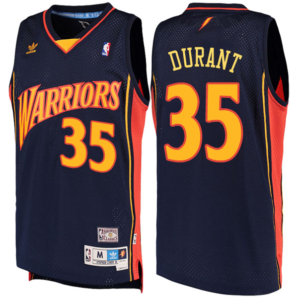 Men's  Kevin Durant Golden State Warriors Throwback Road Hardwood Classics Swingman climacool Navy Jersey