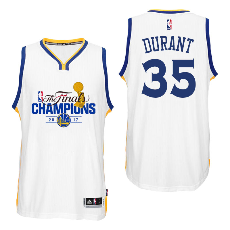 Men's Kevin Durant Golden State Warriors 2017 NBA the Finals Champion Swingman White Jersey