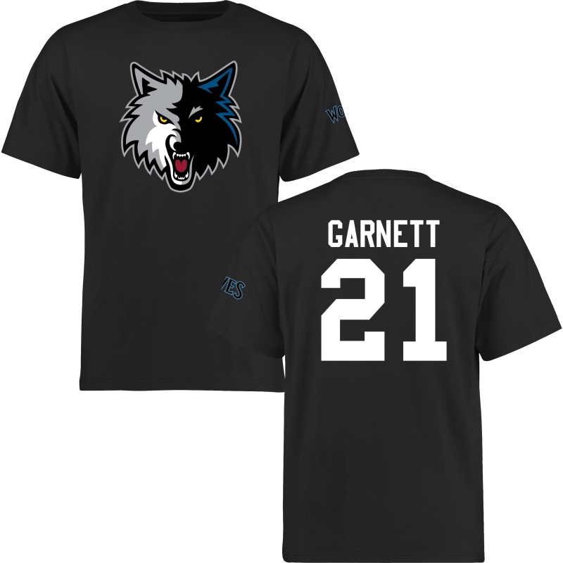 Men's  Kevin Garnett Minnesota Timberwolves Short Sleeved T-Shirt Black Jersey