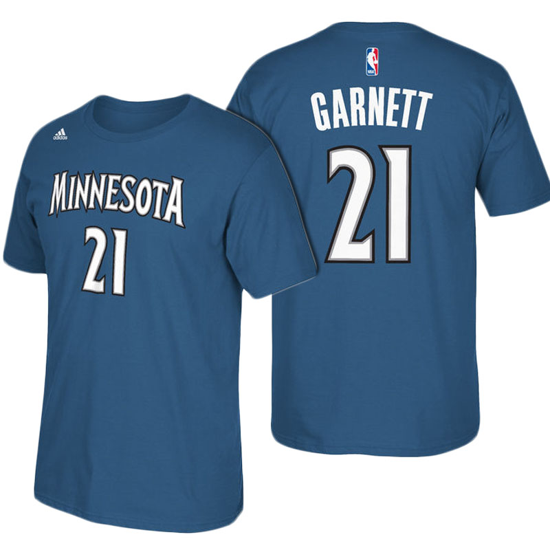 Men's  Kevin Garnett Minnesota Timberwolves Short Sleeved T-Shirt Royal Jersey