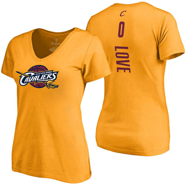 Women's Kevin Love Cleveland Cavaliers Backer Classic Fit V-Neck Gold T-shirt