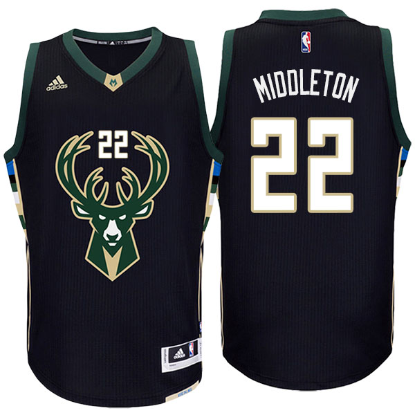 Men's  Khris Middleton Milwaukee Bucks Adidas Swingman Climacool Black Jersey