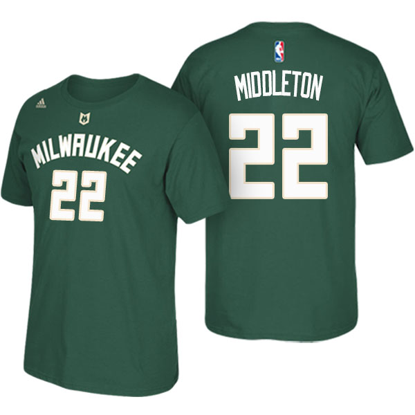 Men's  Khris Middleton Milwaukee Bucks Adidas Net Number Green T-shirt