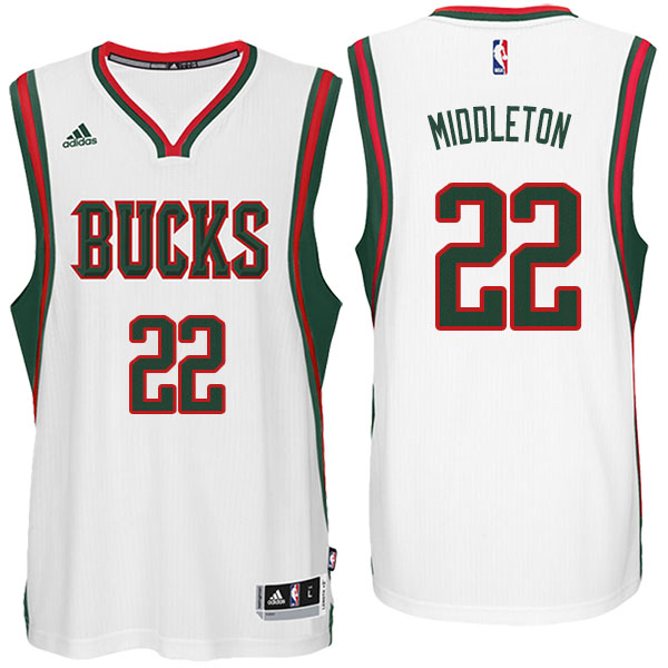 Men's  Khris Middleton Milwaukee Bucks Adidas Swingman White Jersey