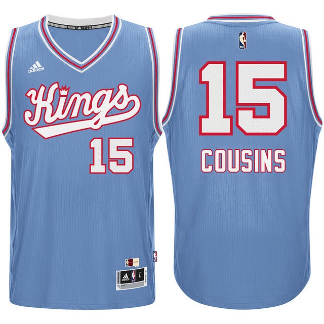 Men's  Kings #15 DeMarcus Cousins Hardwood Classics Jersey Blue