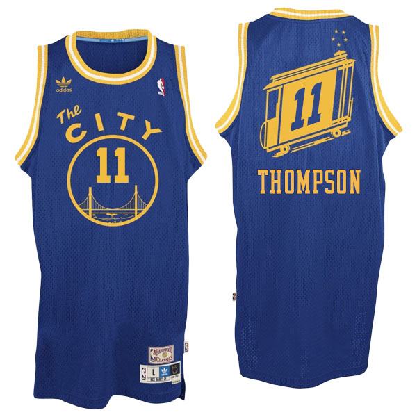 Men's  Klay Thompson Golden State Warriors Hardwood Classics Blue Jersey