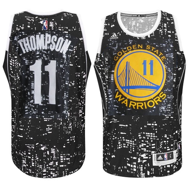 Men's  Warriors #11 Klay Thompson City Lights Black Jersey