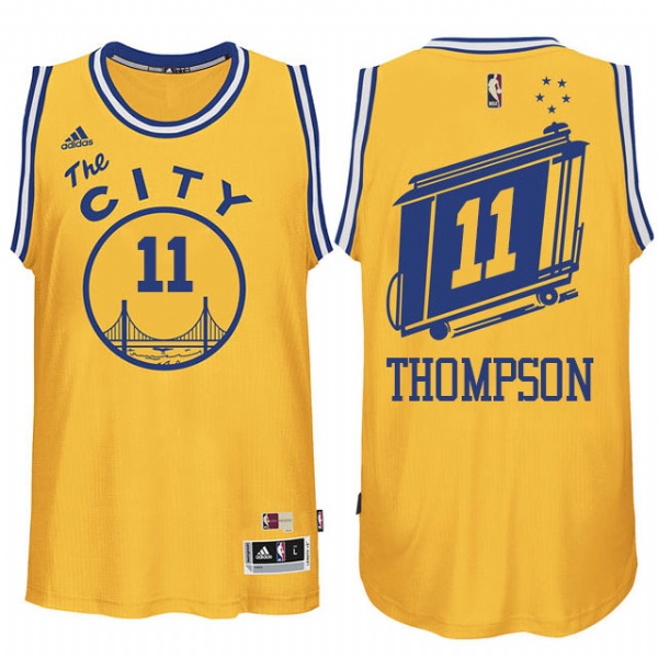 Men's  Klay Thompson Warriors The City Yellow Retro Jersey