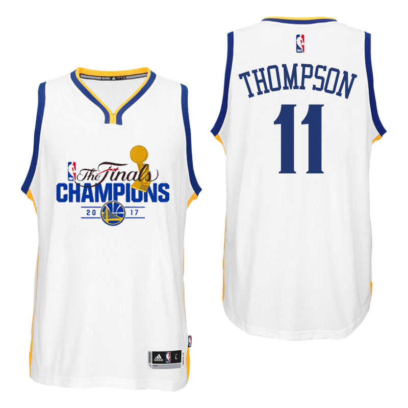 Men's Klay Thompson Golden State Warriors 2017 NBA the Finals Champion Swingman White Jersey