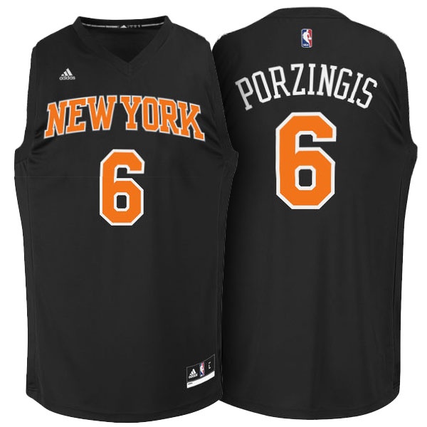 Men's  Knicks #6 Kristaps Porzingis Jersey Black