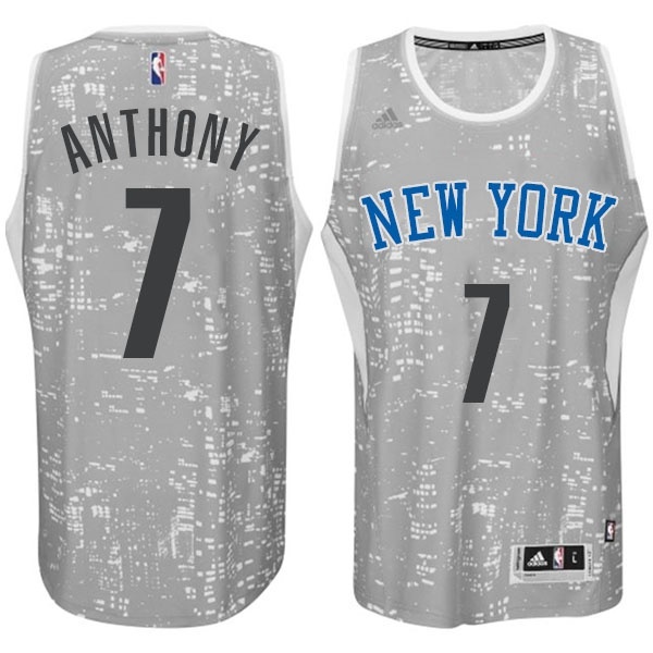 Men's  New York Knicks #7 Carmelo Anthony City Lights Jersey Grey