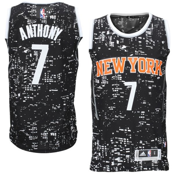 Men's  Knicks #7 Carmelo Anthony City Lights Swingman Jersey Black