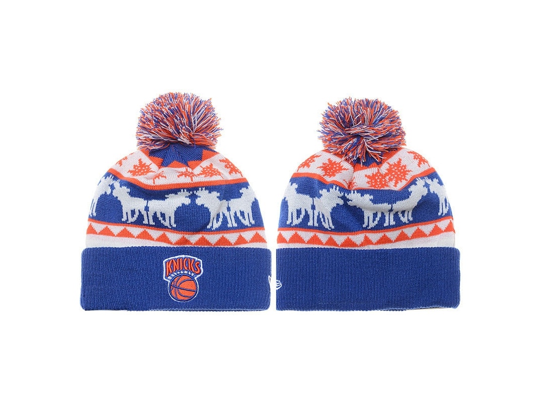 Knicks 2016 Christmas Day Royal Knit Hat With Pom