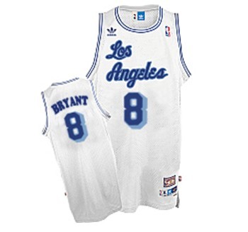 Men's  Lakers #8 Kobe Bryant Hardwood Classics Retro White Jersey