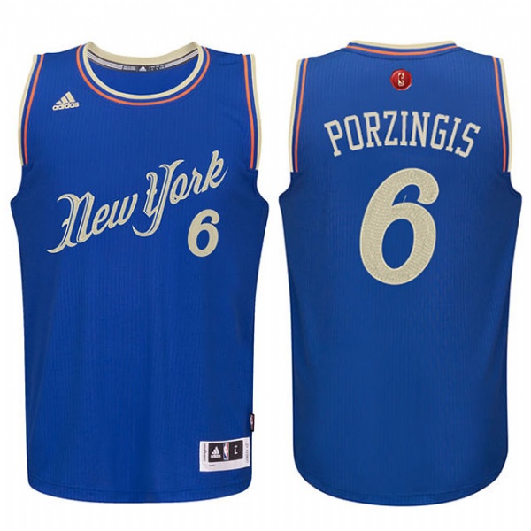 Men's  Knicks #6 Kristaps Porzingis 2015 Christmas Blue Jersey