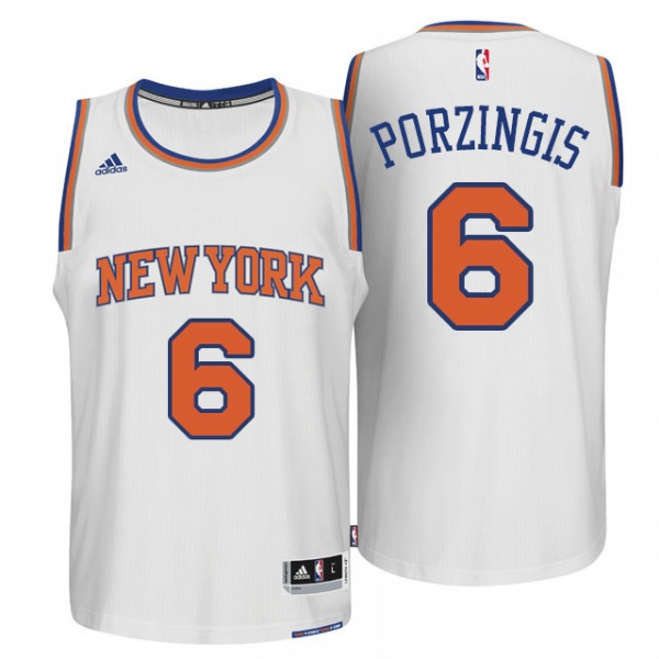 Men's  Kristaps Porzingis New York #6 Home White Jersey