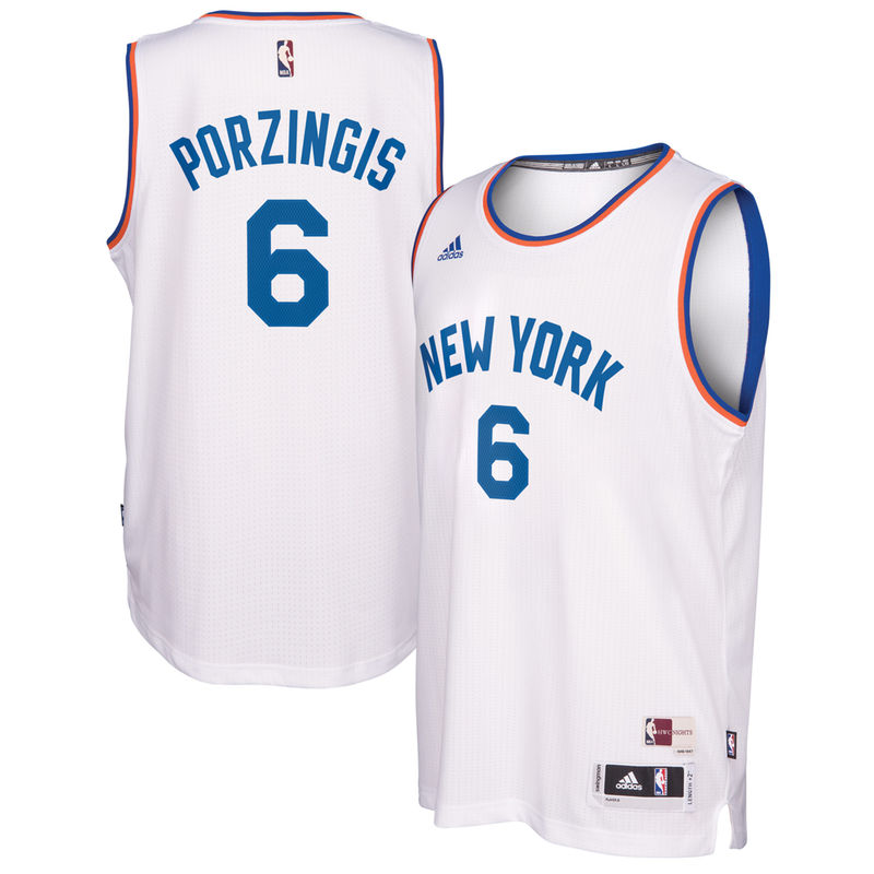 Men's Kristaps Porzingis Hardwood Classics Swingman Player White Jersey