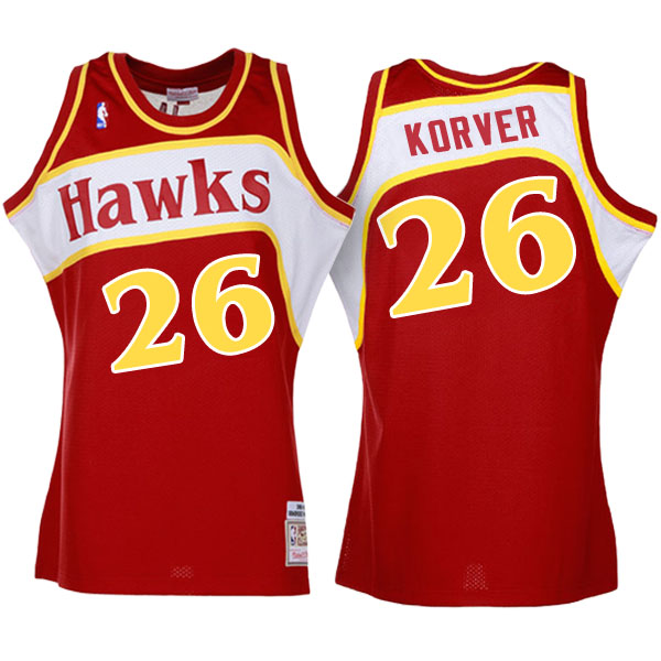 Men's  Kyle Korver Atlanta Hawks Hardwood Classics Authentic Throwback Red-white Jersey