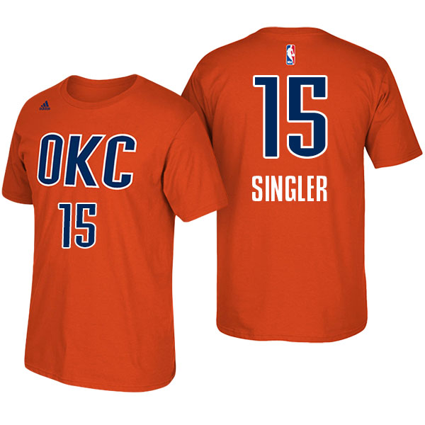 Men's  Kyle Singler Oklahoma City Thunder Adidas Net Number Orange T-shirt