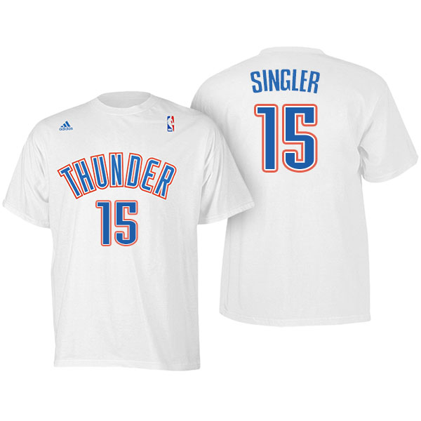 Men's  Kyle Singler Oklahoma City Thunder Adidas Net Number White T-shirt