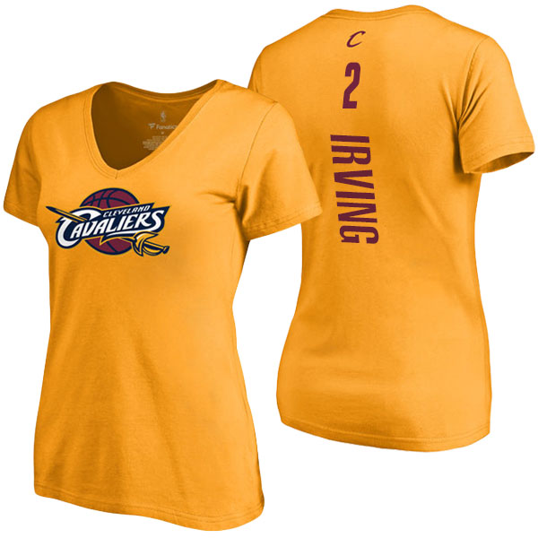 Women's Kyrie Irving Cleveland Cavaliers Backer Classic Fit V-Neck Gold T-shirt