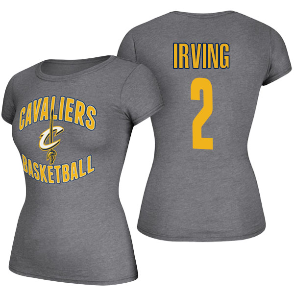 Women's Kyrie Irving Cleveland Cavaliers Adidas Name and Number Heather Gray T-shirt