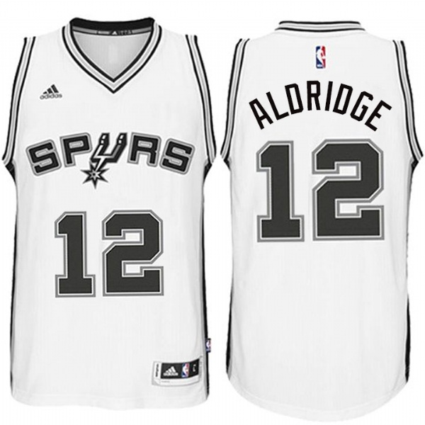 Men's  Spurs #12 LaMarcus New Swingman Home White Jersey