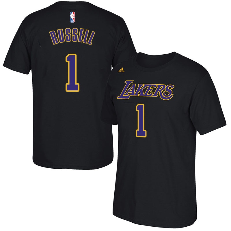 Men's  Lakers #1 D'Angelo Russell Alternate Sleeved T-Shirt Black