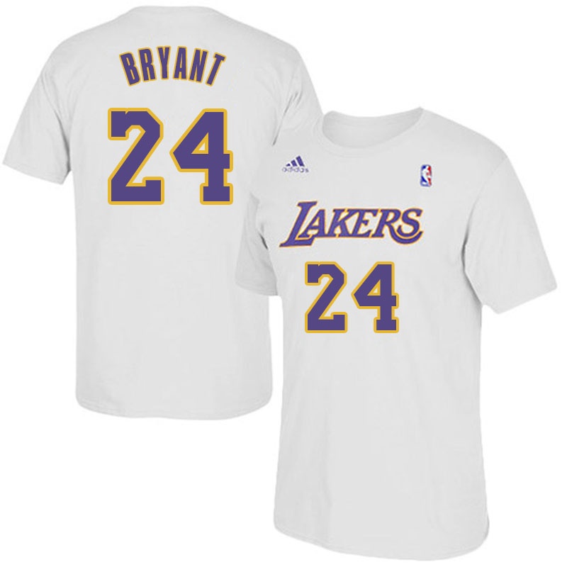 Men's  Lakers #24 Kobe Bryant Alternate Sleeved T-Shirt White